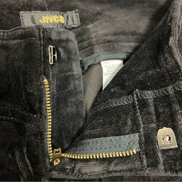 Vintage JNCO flare leg pants in black velvet with red gothic velvet bottoms sz 3 - Picture 13 of 13